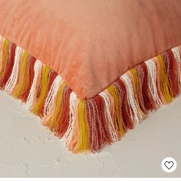 Velvet Square Throw Pillow with Fringe - Picture 4 of 16